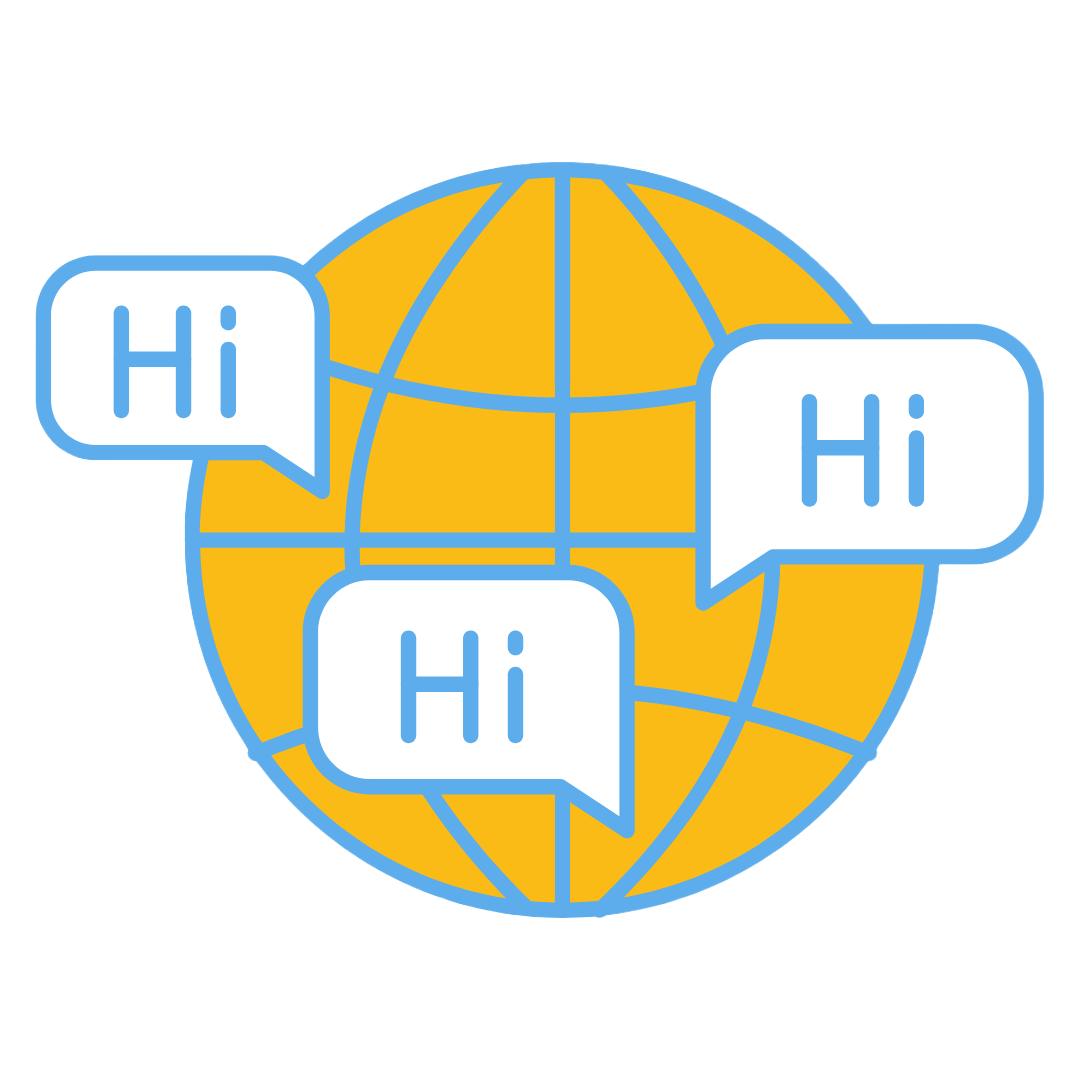 Mundo animado con textos de Hi